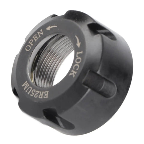 Heavy Duty ER25 Collet Nut With Dynamic Balancing For CNC Lathe And Milling Machines M32X1.5 Thread close-up of nut with grooves
