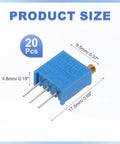 50K Ohm Multiturn Trimmer Potentiometer Kit Pro Grade 3296W Type Top Adjustable Variable Resistor For High Precision Circuit Calibration And DIY Electronics Projects 20 Pack