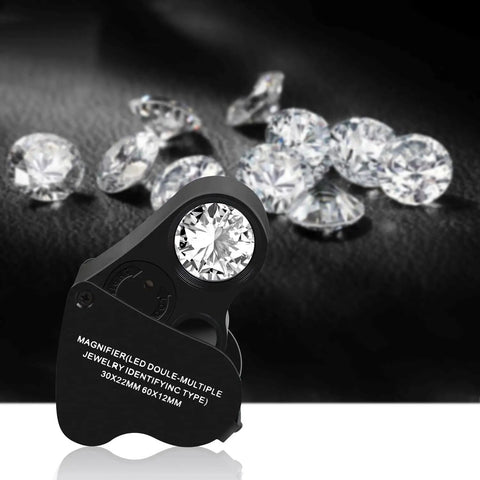 Two Pack Jewelers Loupe With Light 30X 60X 90X Triple Magnification for Coin Diamonds Gems Jewelry and Stamps display