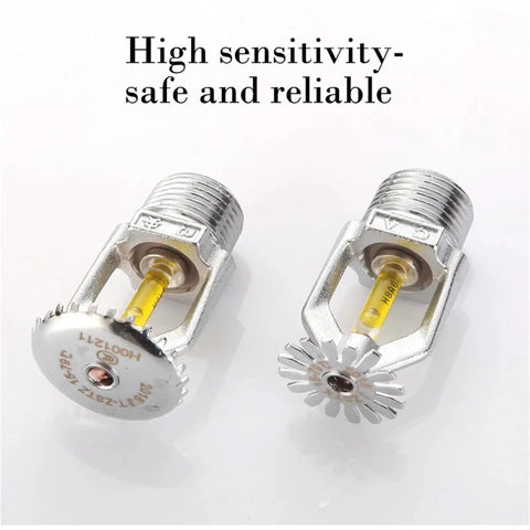 5 Piece Fire Sprinkler Head Set DN15 79 Degree Down Direction Spray Extinguishing System Protection Heavy Duty heads with yellow indicators.