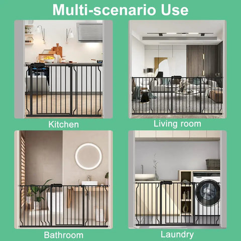 Extra Wide Pressure Mounted Baby Gate Walk Through for Kids and Pets With Extension, Auto Close, Hold Open Feature, Black, Ideal for Doorways and Kitchens, 29.13 to 33.86 Inches, 74 to 86 cm