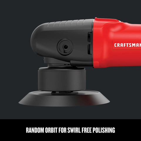 Side view of Variable Speed Random Orbit Polisher 6 Inch With 4.5 Amp Motor, showing random orbit for swirl free polishing