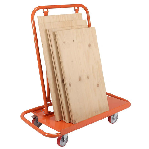 Heavy Duty Drywall Sheet Cart with Detachable Material Handling System loaded with plywood