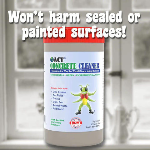 Give That Greasy Oil Mess The Boot With This Garden Safe Concrete And Masonry Degreaser Rapid Biodegradable Action Ten Pound Pack in a container.