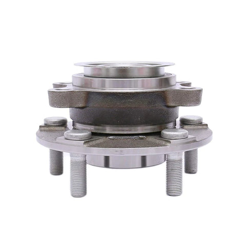 Front view of Drop In Front Wheel Hub Bearing Assembly for 2008 Through 2013 Nissan Rogue and 2008 Through 2012 Sentra 2.5L 4 Cylinder With 5 Lug Front Position Left And Right ISO TS 16949 Certified OEM Quality showing metal construction and 5 lug design.