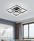 Led Ceiling Light Four Square Dimmable Flush Mount Fixture For Living Room Dining Room Bedroom And Kitchen 52W Black