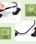 Close-up of snap locking lid with removable silicone ring for 8 Pack Borosilicate Glass Food Storage Containers With Lids For Grab And Go Meal Prep And Lunches, Airtight Snap Lock Bento Boxes That Are Oven Safe, Freezer Safe, And Dishwasher Safe, BPA Free Kitchen Storage Set.