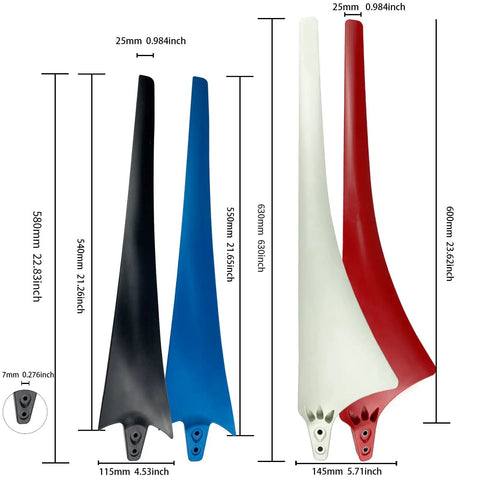 22.83 Inch Wind Turbine Blade For DIY Horizontal Turbine Generators, 58 Centimeters Carbon Fiber Nylon Composite, Red Blade