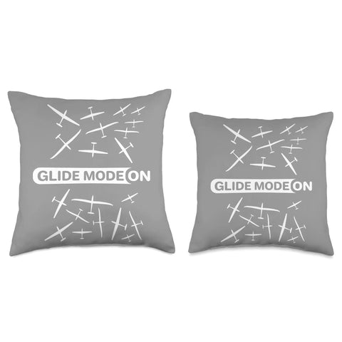 Throw Pillow With Flyin Glider Plane Pilot Scene Cozy Aviation Decor For Flyers Perfect Gift Idea For Christmas Or Birthday Alpine Mountain Flight Theme Double Sided 100 Percent Polyester with "Glide Mode On" design.