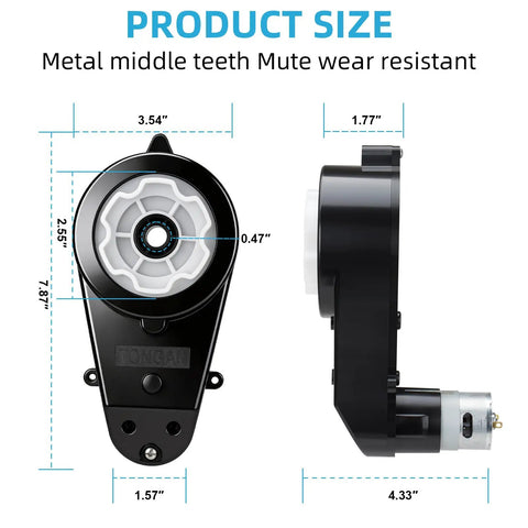 Product dimensions of 2 Pack 24V RS555 Motor Gearbox 50000RPM High Speed Upgrade Kit For Kids Ride On Toys Replacement Parts