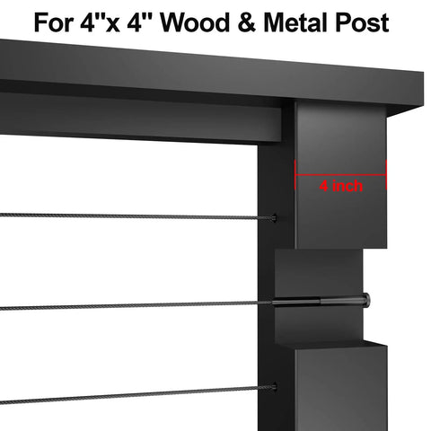 4-inch black stainless steel receiver from 40 Pack One Eighth Inch Invisible Cable Railing Kit For 2x2 And 4x4 Posts With Swage Stud Ends