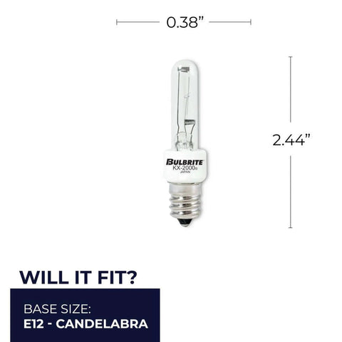 Dimensions of 40W Krypton Xenon T3 Clear Bulb E12 Candelabra Base 2 Pack, Bright White Halogen Look, Fully Dimmable Without Performance Loss, Energy Efficient