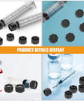 30 Pack Black Syringe Caps For Lab Use, Tight Fit PP Caps With Easy Dispensing, Leak-Proof Design, Precise Tip Caps And Stoppers For Industrial And Scientific Applications on syringes and vials