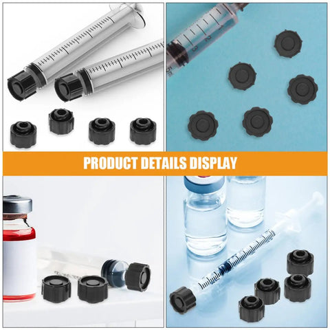 30 Pack Black Syringe Caps For Lab Use, Tight Fit PP Caps With Easy Dispensing, Leak-Proof Design, Precise Tip Caps And Stoppers For Industrial And Scientific Applications on syringes and vials