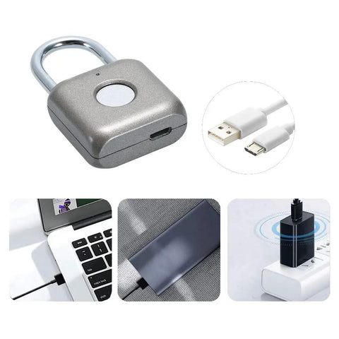 Fingerprint Padlock Keyless Lock For Lockers Backpacks Gym Bags And Luggage Gray Metal Lock With Ultra Fast 1 Second Unlock