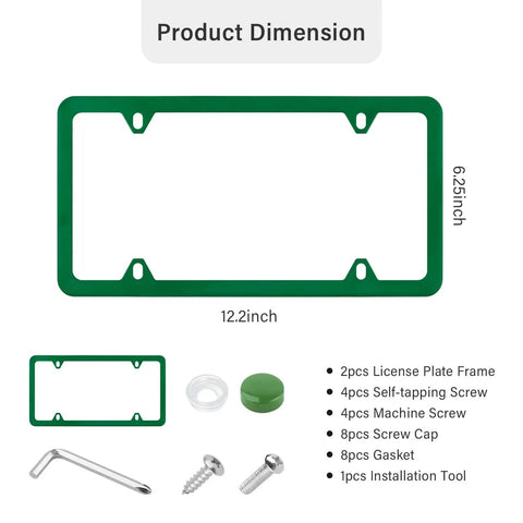 Two Pack Colorful Car License Plate Frames With Gaskets Screws And Caps Stainless Steel Four Hole License Plate Holder Fits US