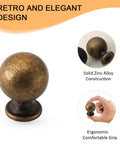 8 Piece Antique Brass Cabinet Knobs Set, Sleek Round Drawer Pulls For Dressers, solid zinc alloy construction