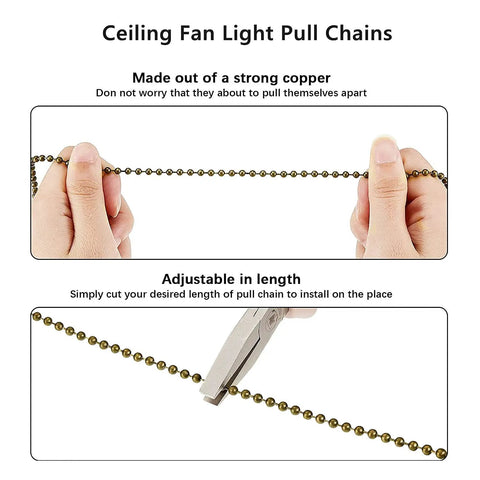 Ceiling Fan Pull Chain Set, 4 Piece Extension Pendant Kit For Lights And Fans, 12 Inch Extender With Ball Connector In Antique Bronze Copper Build For Durability, Easy Install For Ceiling Fans Lighting And Ventilation