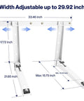 Heavy Duty Outdoor Wall Mount Bracket For Ductless Mini Split Systems 6000 To 36000 BTU Supports Up To 485 Lbs Easy To Install Universal Bracket For Heat Pumps And Compressors with adjustable width and dimensions shown