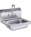 Durable 304 Stainless Steel Hand Sink With Wall Mount Faucet, large 14x10 inch bowl, backsplash, commercial grade