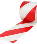 High Visibility Red And White Floor Marking Tape 4 Inch By 108 Feet Self Adhesive Waterproof Caution Strip rolled out on surface