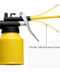 Front view HUAXIU oil can pump oiler, 8oz/250ml metal lubrication can with 9in flexible and 3in straight spouts