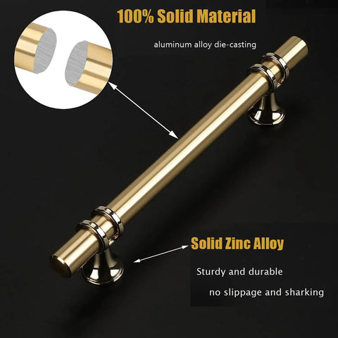 10 Pack Gold Cabinet Handles Set Brushed Brass Barrel Pulls For Kitchen And Furniture 8 Inch Center To Center Cabinet Hardware Easy Install With Two Screw Options