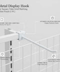 Metal Display Hook For Square Tube Grid Shelving White Finish showing secure locking attachment
