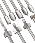 Ten Piece HSS Router Bit Set With One Eighth Inch Shank For DIY Woodworking Handyman Pro Grade Straight Trim V Groove