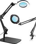 15X Magnifying Desk Lamp With Clamp And Base, 5 Color Modes and 10-Level Brightness, adjustable arms, 4.2-Inch Reading Magnifier