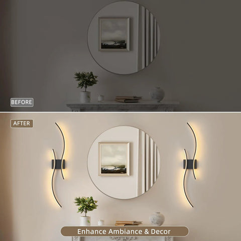 Cordless Rechargeable Wall Sconces Set Of 2 With Dimmable LED Mood Lighting installed next to a mirror, enhancing living room decor.