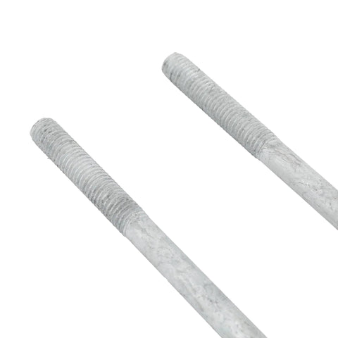 Close-up of 2 inch wide U bolts from Heavy Duty Hot Dip Galvanized Square U Bolt Kit For 2x2 Trailer Axles, galvanized finish detail