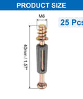 Top Shelf Heavy Duty Twenty Five Pack M6x40mm Zinc Alloy Cam Lock Screw size dimensions for furniture assembly.