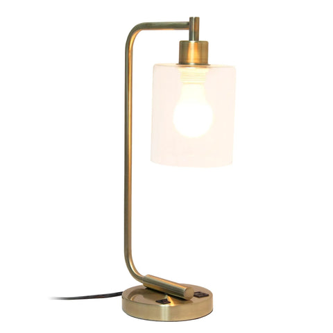 Old School Industrial Lantern Desk Lamp In Rose Gold Finish With Clear Glass Shade Vintage Style Bedside Light For Living Room Or Office Bronze Iron Look Uses 40W Equivalent A19 Bulb Not Included