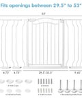 Adjustable 29.5 To 53 Inch Wide Baby Gate For Doors And Stairs, 30 Inch Tall, showing included mounting components.