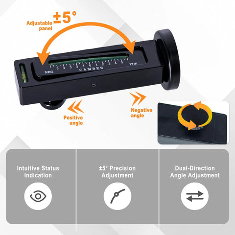 Universal Camber Alignment Tool With Magnetic Base For Car Suv Rv Precision Wheel Straightening Gauge showing adjustable panel with angle indicators