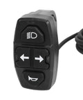 3 In 1 Electric Bike Handlebar Switch For E Bikes And Scooters Waterproof ABS Multi Function Headlight Horn And Left Right Turn Signal Control For Easy Night Rides with buttons for headlight, horn, and turn signals.