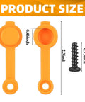 Four Pack Orange Silicone Kayak Plugs With Screws Drain Plug Kit For Canoes And Kayaks Easy Seal Waterproof Hardware Spare Replacement Set For Quick Fixes showing product size with measurements.