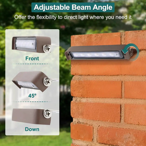 7 Inch LED Retaining Wall Light 4 Pack Linkable, Low Voltage 12V ACDC Outdoor Step Lighting, adjustable beam on brick