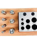 7 Piece Circular Disc Cutter Set With Wooden Storage Box Square Design Includes Round Punches One Quarter Inch Through Five Eighth Inch