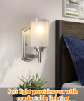 2-Pack Dope Modern Bathroom Wall Sconces In Brushed Nickel Finish With Frosted Glass beside bed for ambient lighting