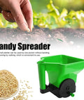 Handheld Fertilizer Spreader For Lawns And Gardens, 3L Capacity, Adjustable Broadcast Spreader For Fertilizer, Seed, and Salt in use