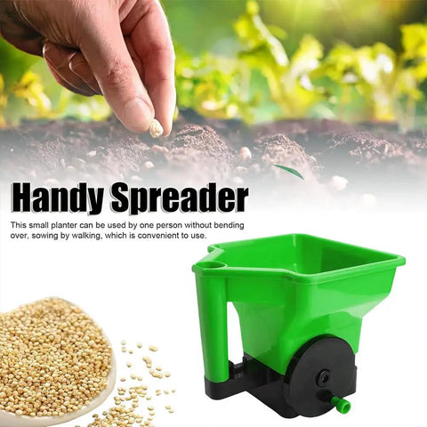 Handheld Fertilizer Spreader For Lawns And Gardens, 3L Capacity, Adjustable Broadcast Spreader For Fertilizer, Seed, and Salt in use