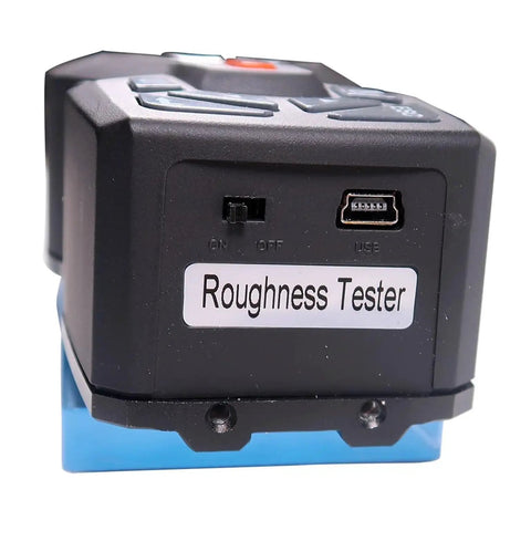 Portable TMR200 Surface Roughness Gauge With DSP Processing, handheld tester rear view with USB port and on/off switch
