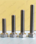 Top Tier Titanium Gr5 Hexagon Bolts Pack Of 5 M20 X 80mm in various lengths, showcasing high-strength metric fasteners.