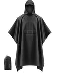 Black Hooded Packable Unisex Rain Poncho With Front Pocket Ultra Lightweight Waterproof Raincoat For Hiking Camping Travel And All Weather Outdoor Adventures Windproof And Breathable