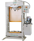 No Nonsense 30 Ton Electric Hydraulic Shop Press Heavy Workhorse For Auto Shop Repair with control panel and press support.
