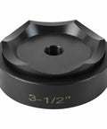 Three And A Half Inch Conduit Punch And Die Set For Hydraulic Knockout Driver With Three Quarter Inch 16UN Threads, front view.