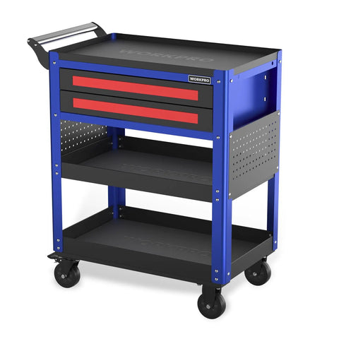 Beefed Up Heavy Duty 28 Inch 2 Drawer Rolling Tool Cart With Locking System And Large Rubber Wheels Steel Utility Cart