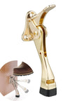 Pedal Kick Down Door Stopper Hands Free Door Hold Open Easy Step Doorstop With Height Adjustable Rubber Foot Premium Zinc Alloy Build 4 Inch Gold Finish